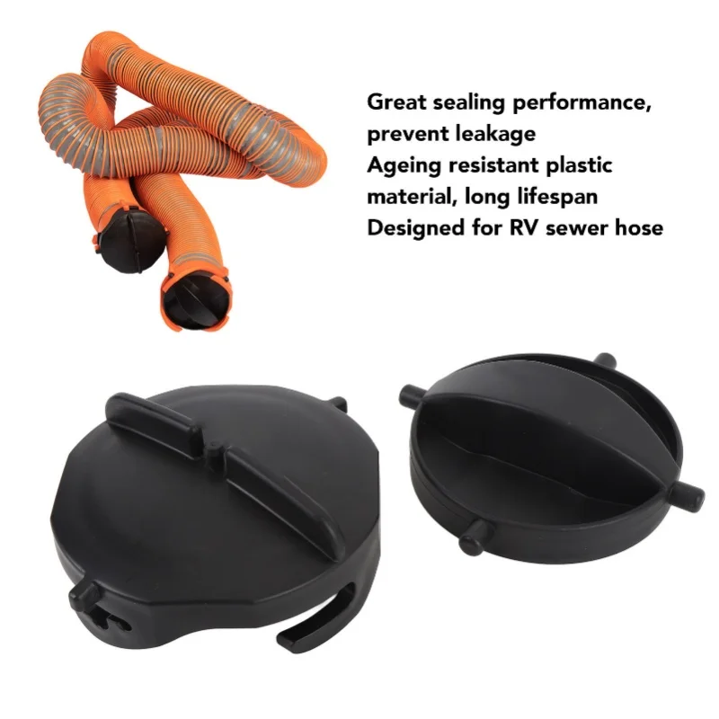 2pcs RV Sewer Cap Leakproof Snap On Double Ear Type Anti Aging Plastic Sewer Hose Cap For RV Sewer System