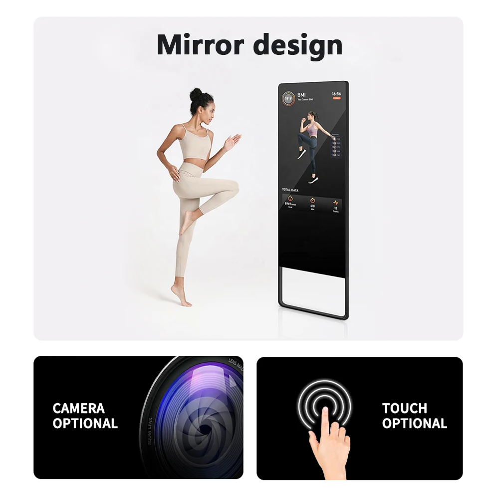 WJW DZ LW Advanced 43 Inch Smart Mirror Lcd Panel Interactive Magic Glass Mirror for Fitness Machine Gym Yoga LCD Screen Digital