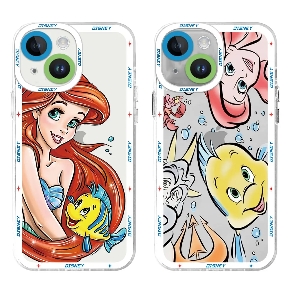 Phone Case for Apple iPhone 7 8 15 Pro Max XS Max 12 Pro SE 14 11 XR 13 Mini Disney Ariel Princess Cover Clear Silicone Bag