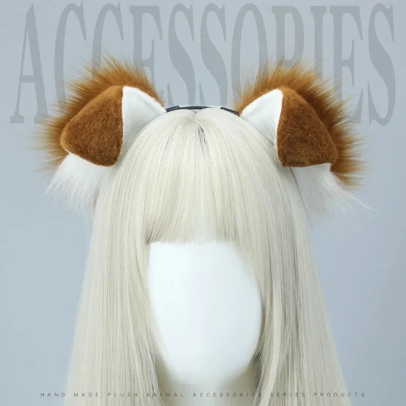 CyFurry повязка на голову с собачьими ушками, хвост, аниме, мультфильм Comic-Con, реквизит для косплея, плюшевый меховой костюм в стиле Лолиты, комплект с ушками животных, хвост