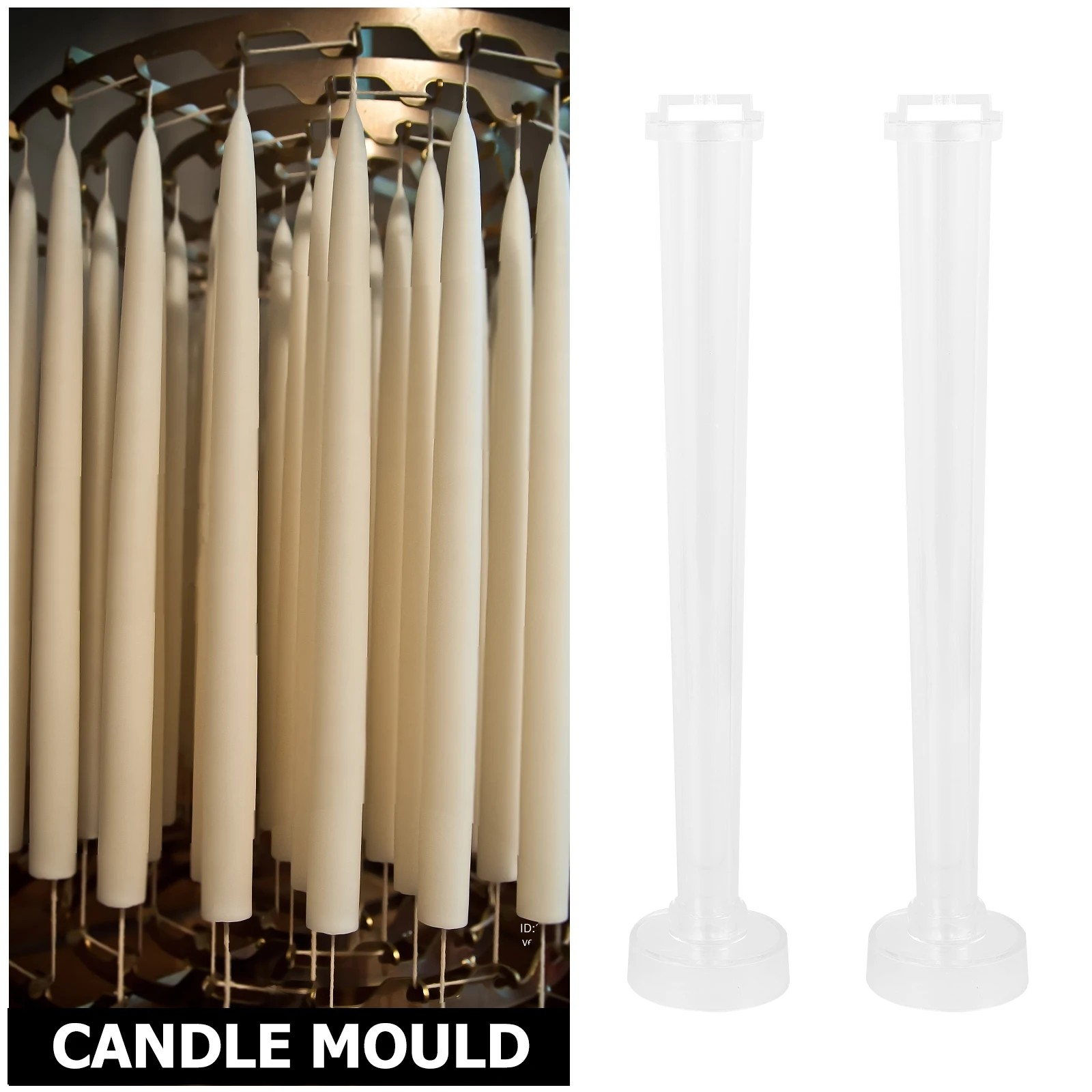 

2pcs Plastic Taper Mold Diy Durable Mold Transparent Handmade Craft Accessory For Home Decor Creative Sealing Strip
