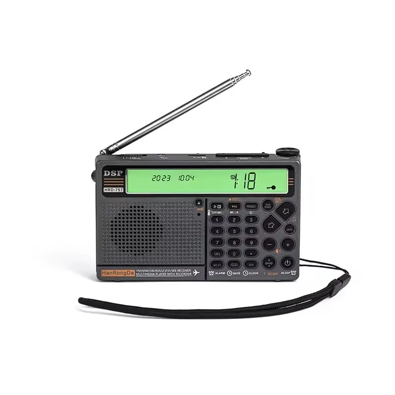 Hanrongda Hrd-757 Radio Fm All-Band Bluetooth Radio Custom Fm 2Ips Screen With Card Aux In Play Emergency Receiver Large Battery