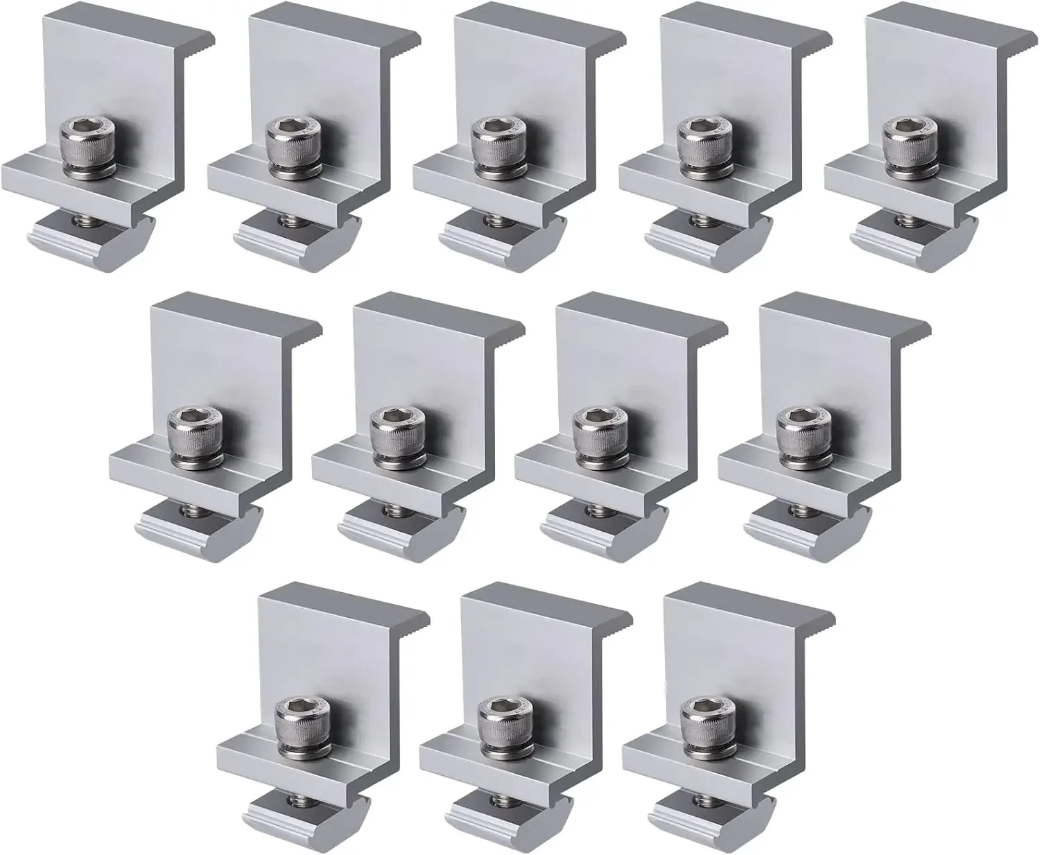 12pcs  Aluminum Solar Panel End Clamp, Solar End Clamp PV Mounting Bracket Solar Panel Z Clips for Mounting (30mm/35mm)