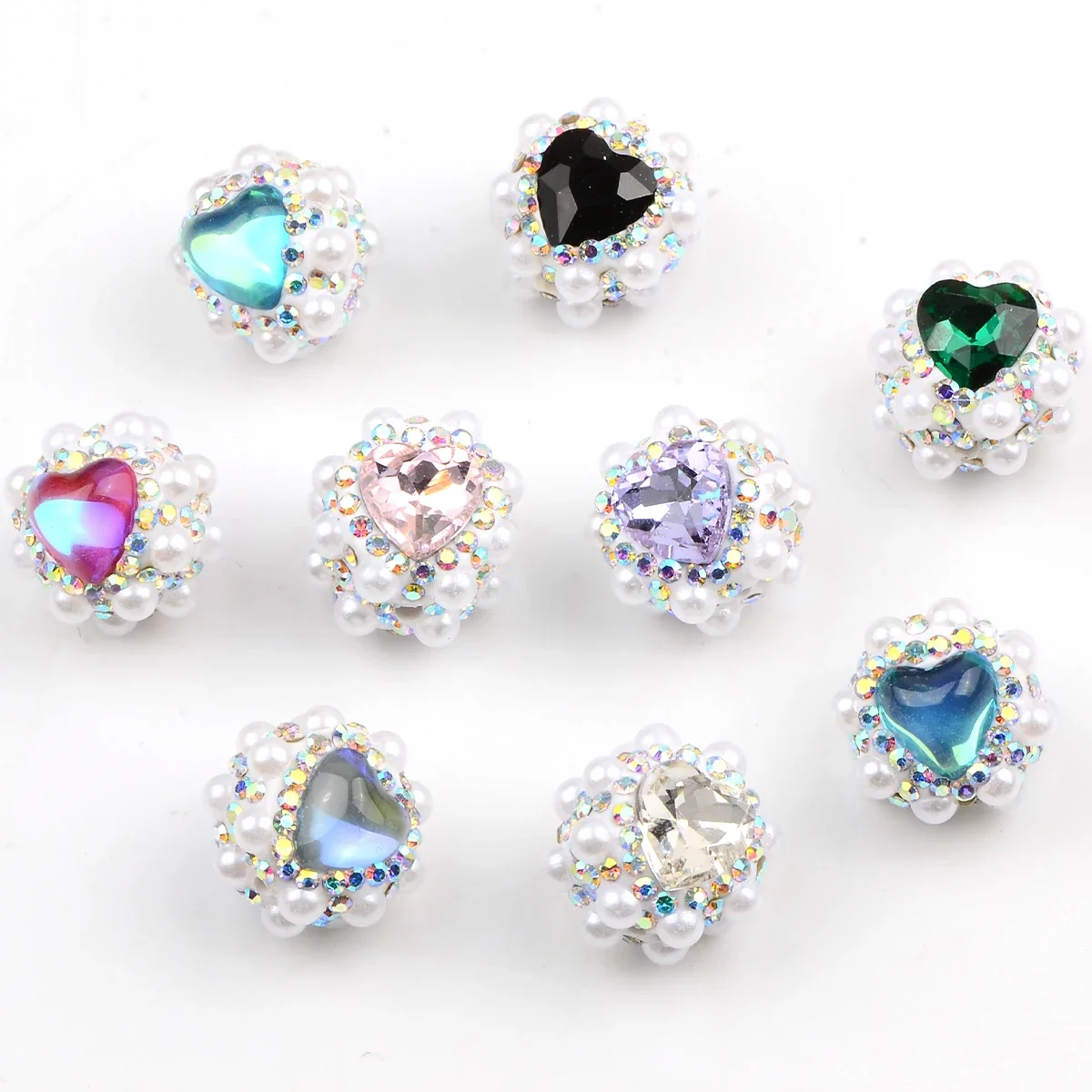 4pcs Mixed Rhineston Beads with Artificial Pearl Clay Beads for Jewelry Making DIY Bracelet Phone Pen Bag Chain Accessories