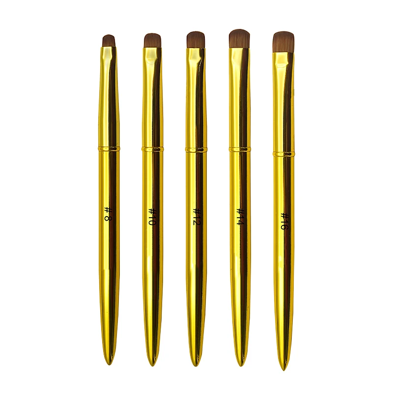 Kolinsky French Nail Art Brush Acrylic Drawing Rhinestone Gel Painting Golden Metal Handle