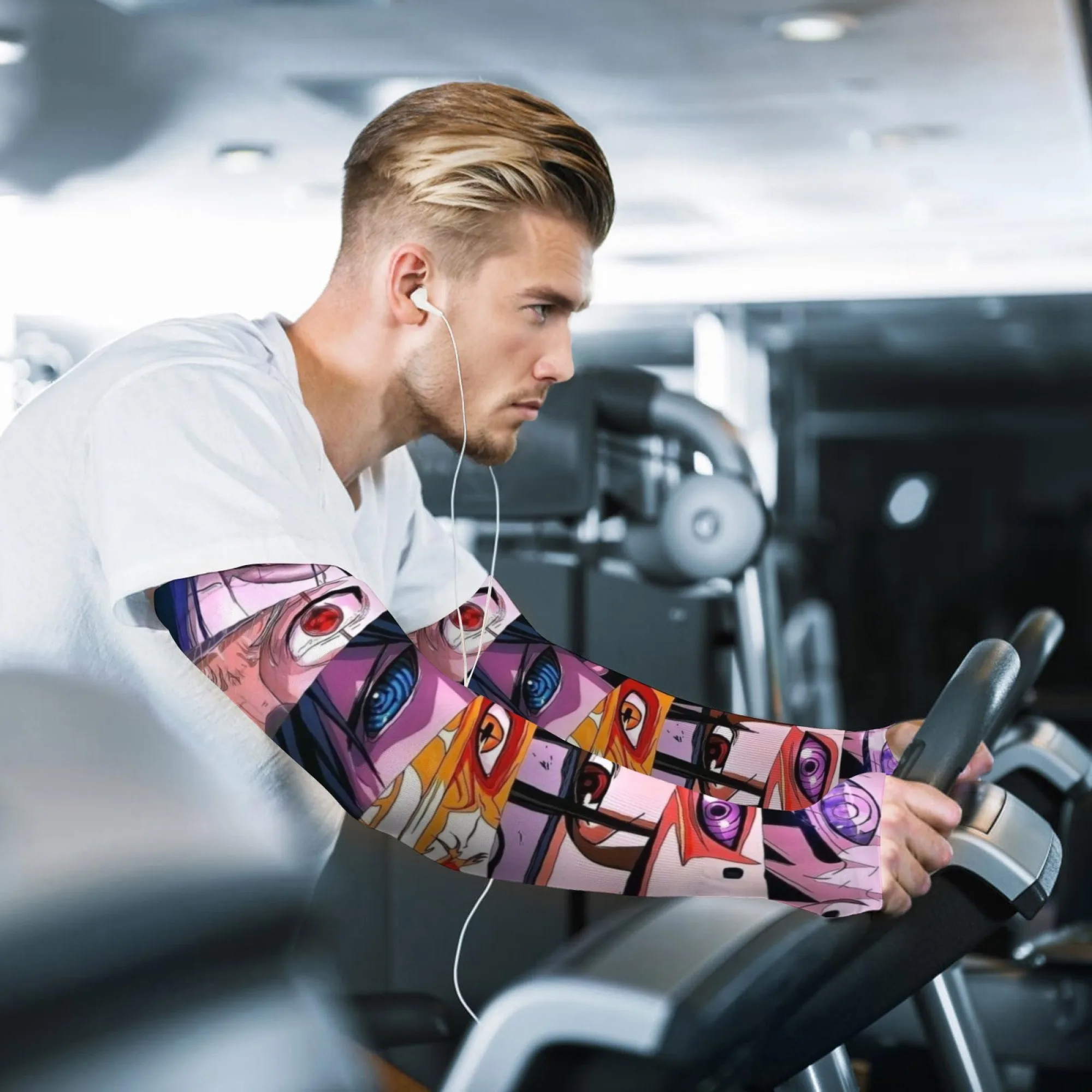 عيون شخصية الرسوم المتحركة، أكمام ممتعة ومبتكرة، مريحة وقابلة للتنفس وغير قابلة للانزلاق للحماية من أشعة الشمس في الهواء الطلق، أكمام البستنة للجنسين