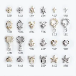 2 Glitter lüks zirkon elmas taç kalp çapa çapraz yıldız kolye alaşım Jewel Nail Art Rhinestone dekorasyon manikür Charms