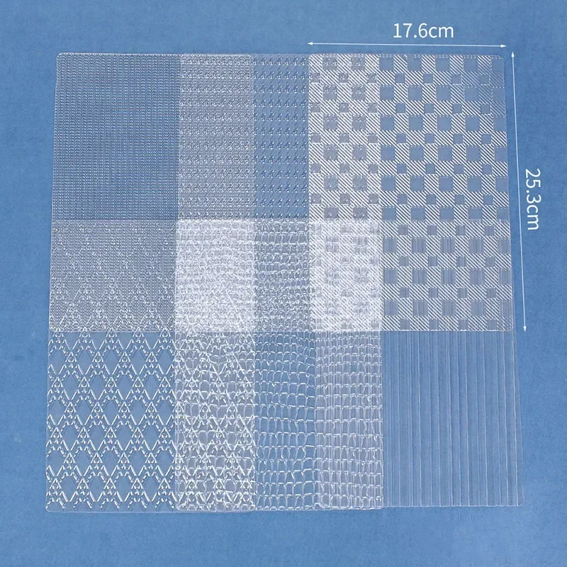 6pcs Transparent Plastic Grid Texture Mat Fondant Cake Plaid Embossed Baking Texture Cake Mold Decorating Tools