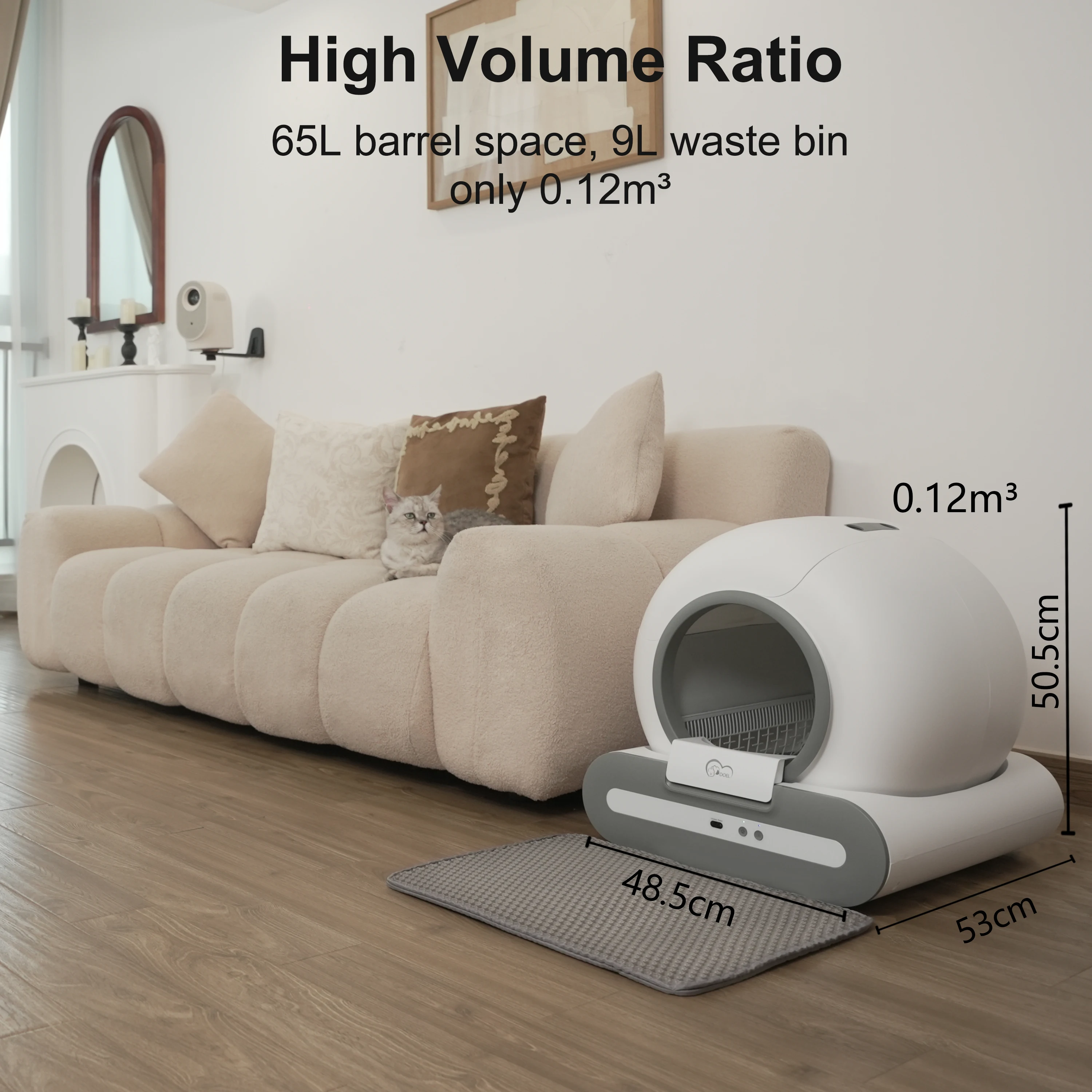 DOEL Automatic Cat Litter Box Self Cleaning with App Control & Cat Litter Mat Smart Cat Toilet for Multiple Large Cats 4