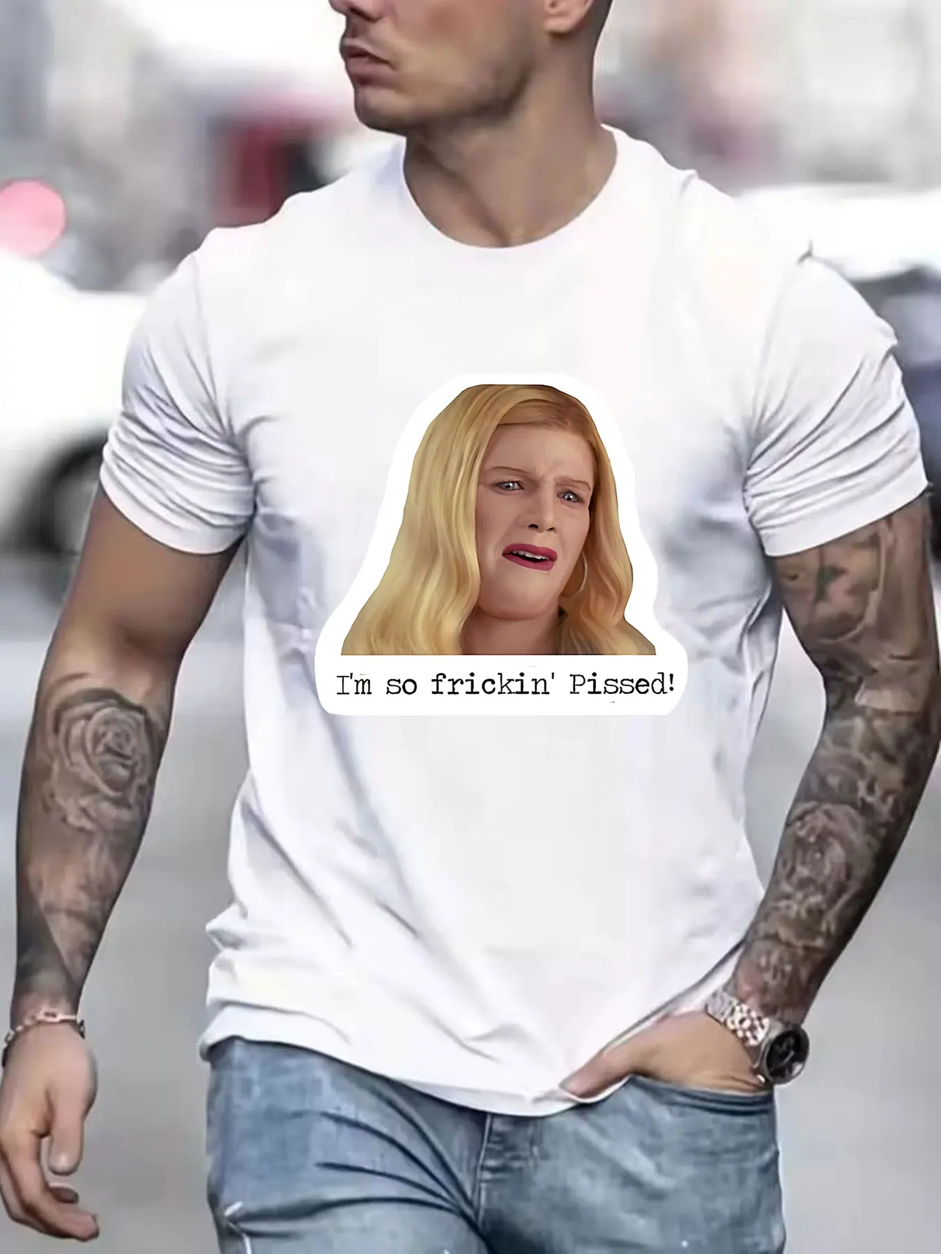 Men's Cotton T-Shirt with I'm so frickin' Pissed! Funny Meme Graphic, Casual Short Sleeve Tee for Daily Wear