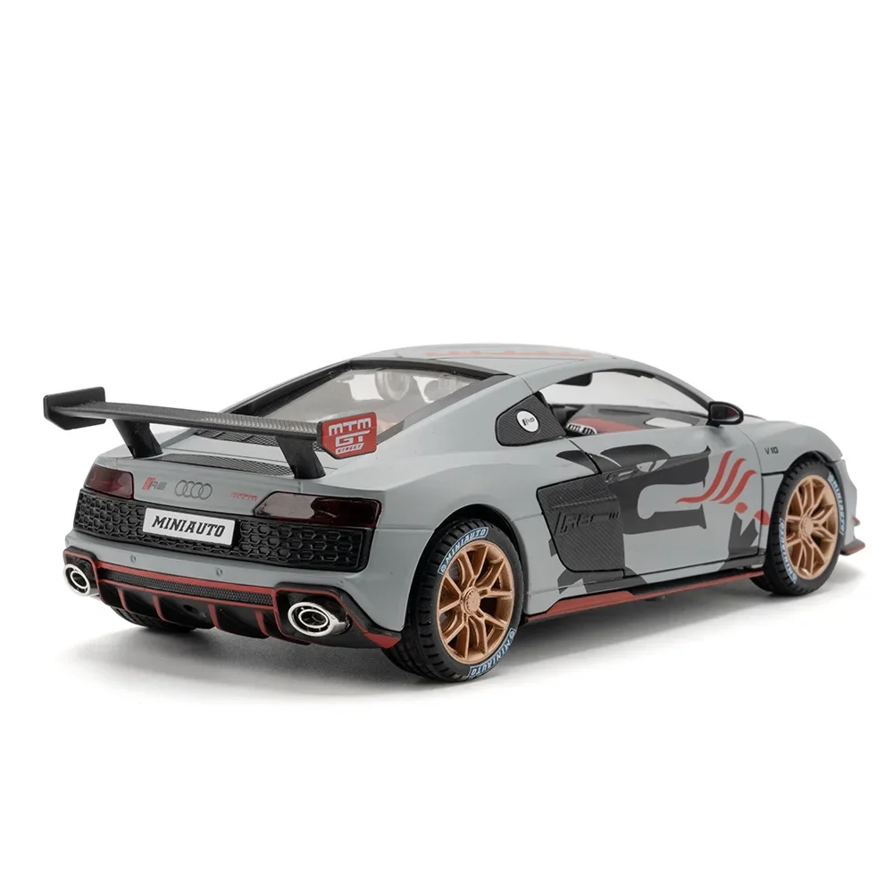 1:24 AUDI R8 IRON GTR Sport Car Model Toy Alloy Diecasts Metal Simulation Vehicles Sound Light Model Car For Kids Boy Gift Toy