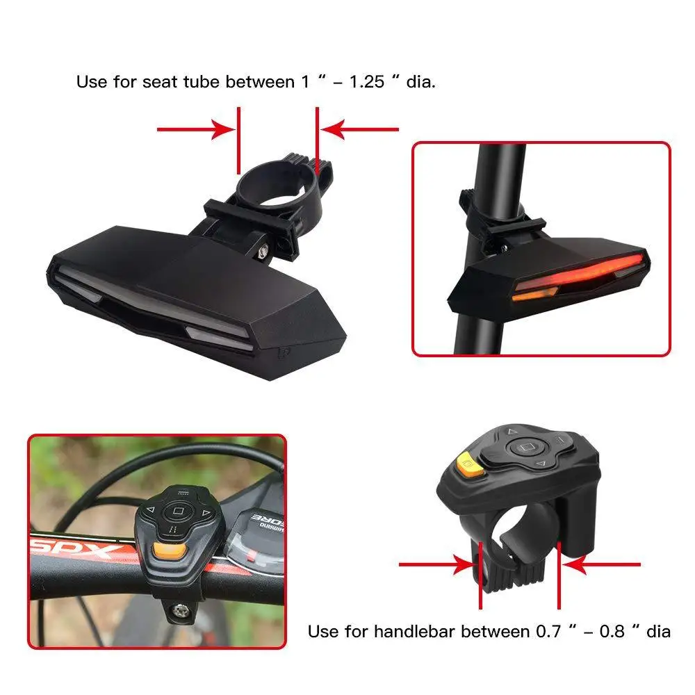 MOVOTOR Remote Control Cycle Rear Lamp LED Bike Taillight Waterproof Rechargeable Tail Light