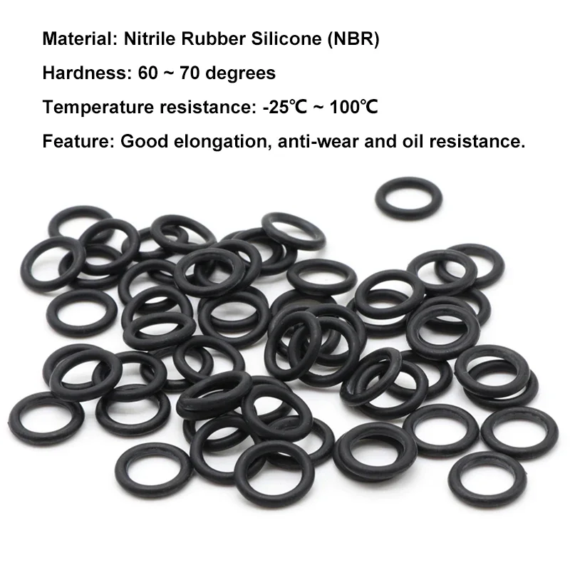 NBR O Ring Seal Gaskets 10-100PCS CS2.4mm OD 6mm~180mm High Temperature Oil Resistant Insulated Nitrile Butadiene Rubber Sealing