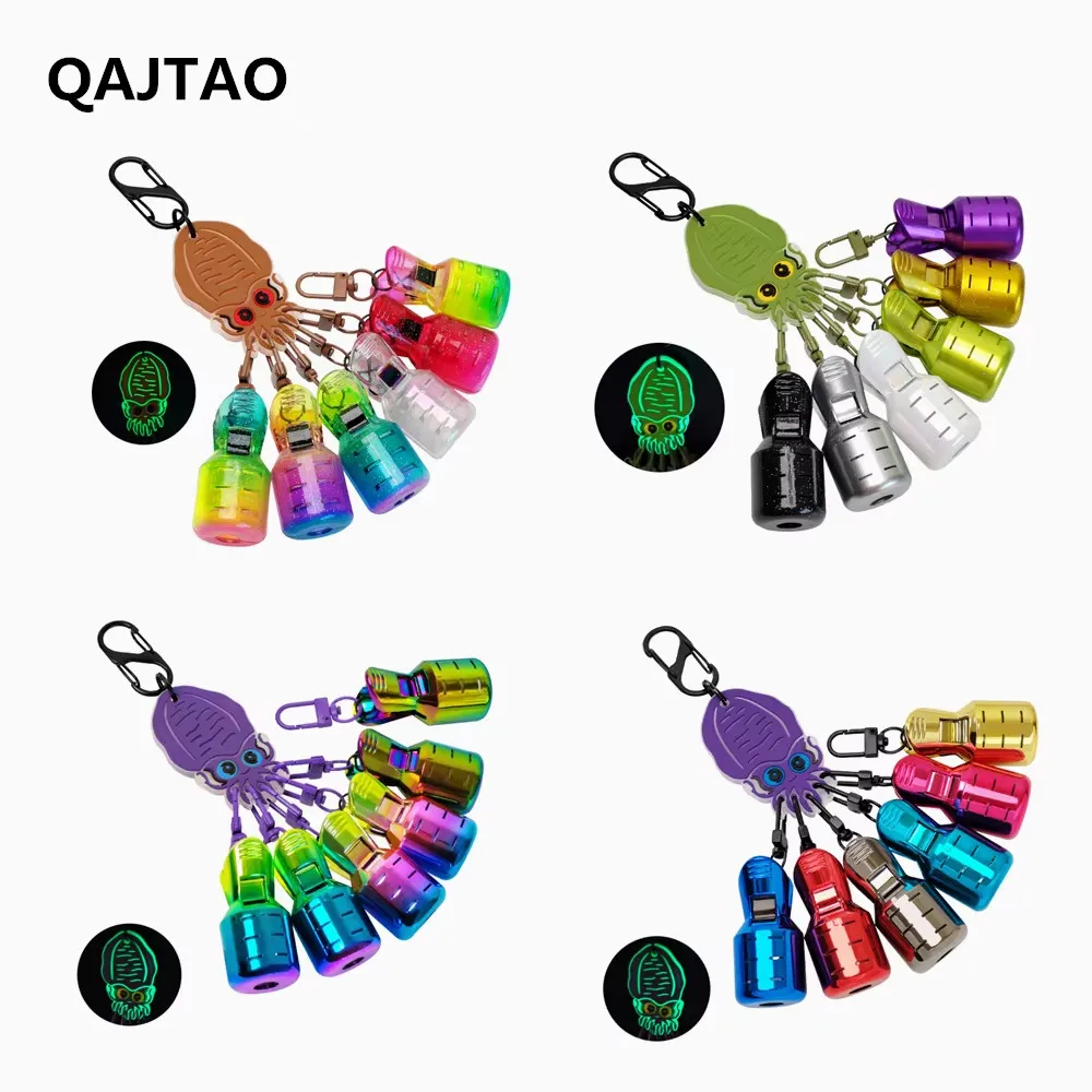 QAJTAO New 6pcs L Squid Jig Bait Protector Kit Webfoot Octopus Egi Hooks Cover Cuttlefish Umbrella Lure Cap Sea Fishing