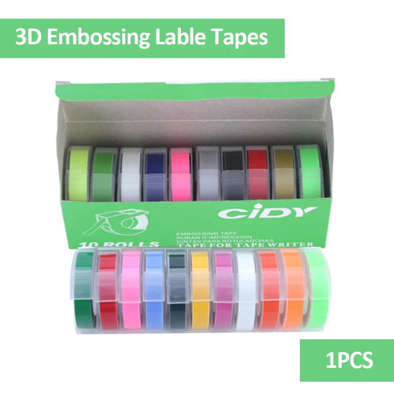 1Pcs Compatible Dymo 3D Label Tape 9mm Dymo 3D Embossing Tape For Dymo Motex E101 E202 Manual Typewriter 12965 1610 Label Maker