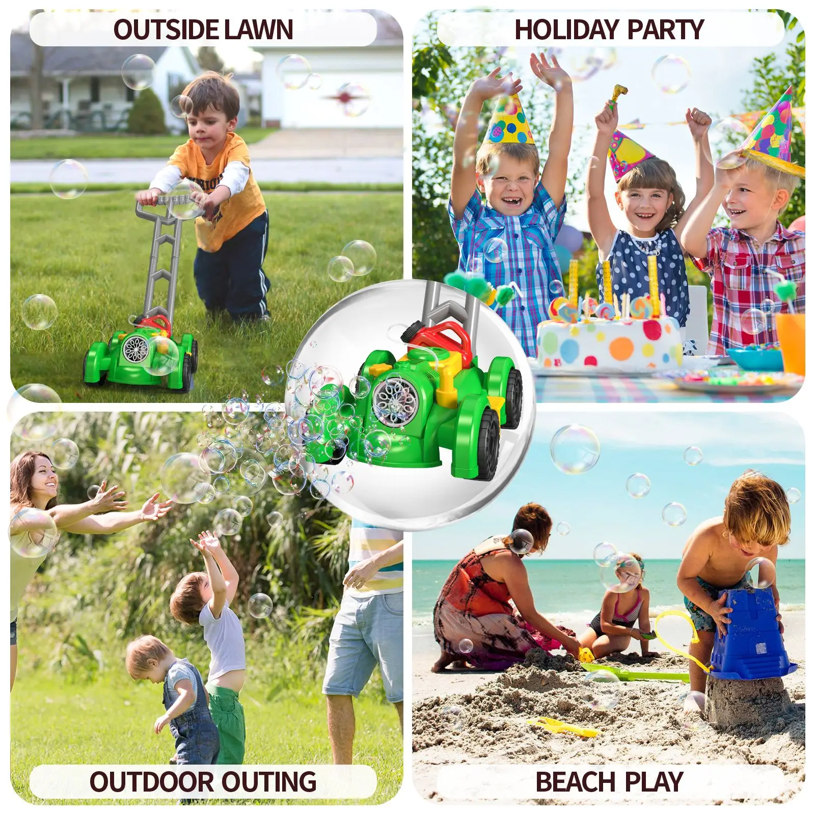 Fully Automatic Trolley Bubble Machine Outdoor Beach Party Lawn Mower Electric Soap Bubble Blower Machine for Kids Birthday Gift