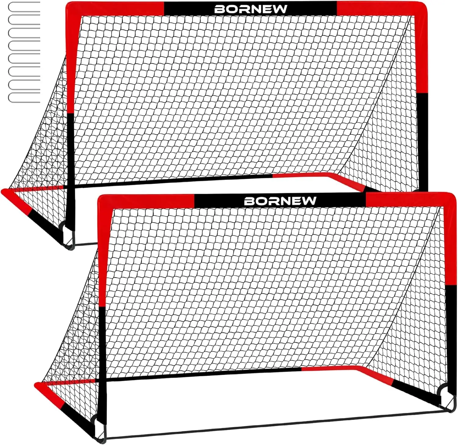 

2 Pack Portable Pop Up Soccer Goals for Backyard & Indoor Use, 7X5/6X4/4X3 ft Nets for Youth and Adult Training, Ages 3-16
