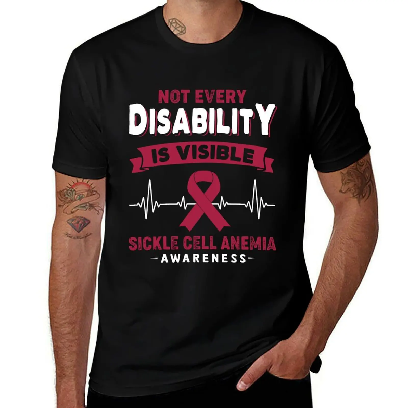 Sickle Cell Anemia Awareness - Not Every Disability Is Visible T-Shirt Active Sports Short Sleeve Cotton Shirt