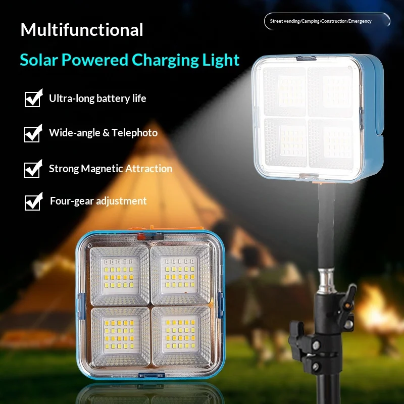 

Modern Plastic Outdoor Stall Home Emergency Solar Rechargeable Bright LED Floodlight Portable Multi Decor Novelty New Lamp