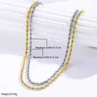 New Simple Classic Rope Chain for Men Women Necklace Casual Punk Stainless Steel Figaro Twisted Cuban Chain Necklace Jewelry 6