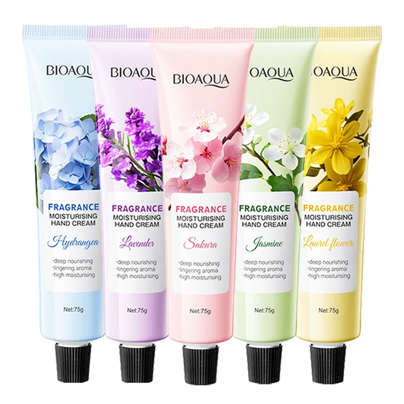 75g BIOAQUA Crema de Manos Hidratante de Lavanda y Sakura, Crema Hidratante y Nutritiva de Jazmín para el Cuidado de la Piel