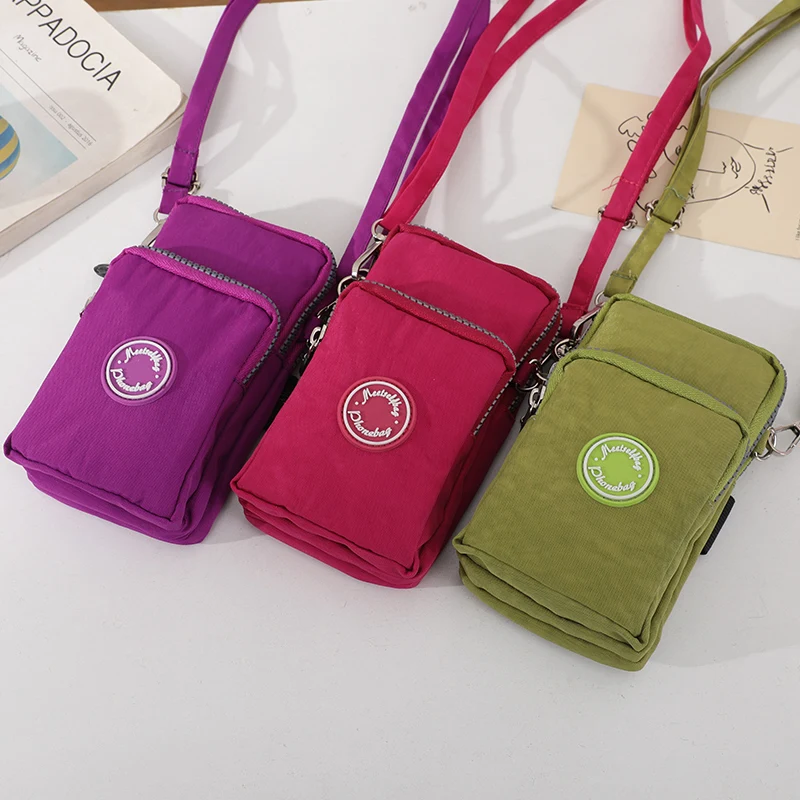 

Large capacity solid color men's shoulder bag mobile phone crossbody bag three-layer zipper daily travel sports bag