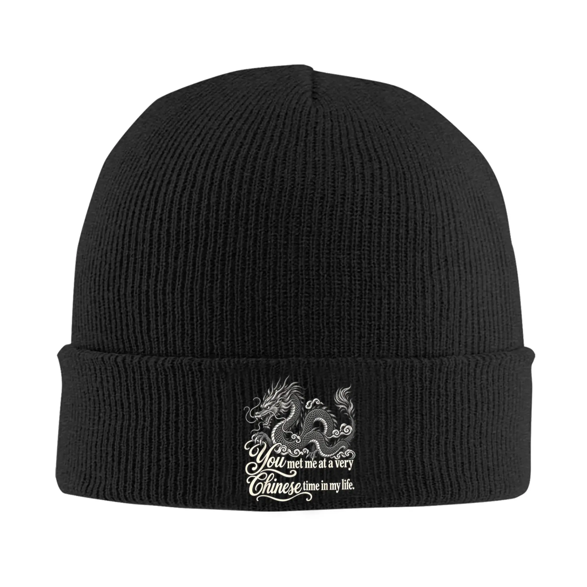 You Met Me At a Very Chinese Time in My Life Knitted Hat Women's Men's Beanie Autumn Winter Hats  Warm Caps