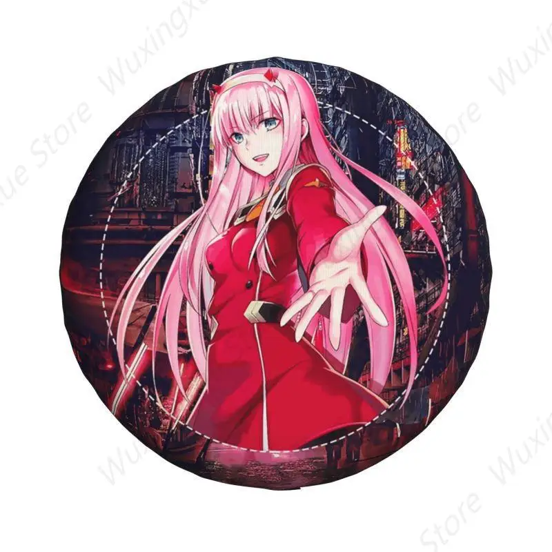 Darling In The Franxx Spare Tire Cover for Prado Pajero Wrangler Jeep RV SUV Trailer Zero Two Anime Car Wheel Protector Covers