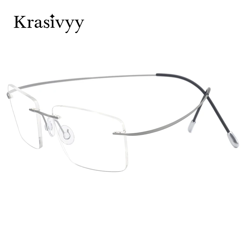 Krasivyy Memory Titanium Rimless Glasses Frame Men Ultralight Optical Prescription Eyeglasses Women Myopia Square Eyewear