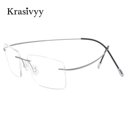 Krasivyy Memory Titanium Rimless Glasses Frame Men Ultralight Optical Prescription Eyeglasses Women Myopia Square Eyewear