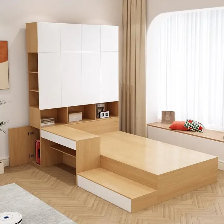 No bedside tatami bed box storage bed small apartment bedroom floor bed wardrobe