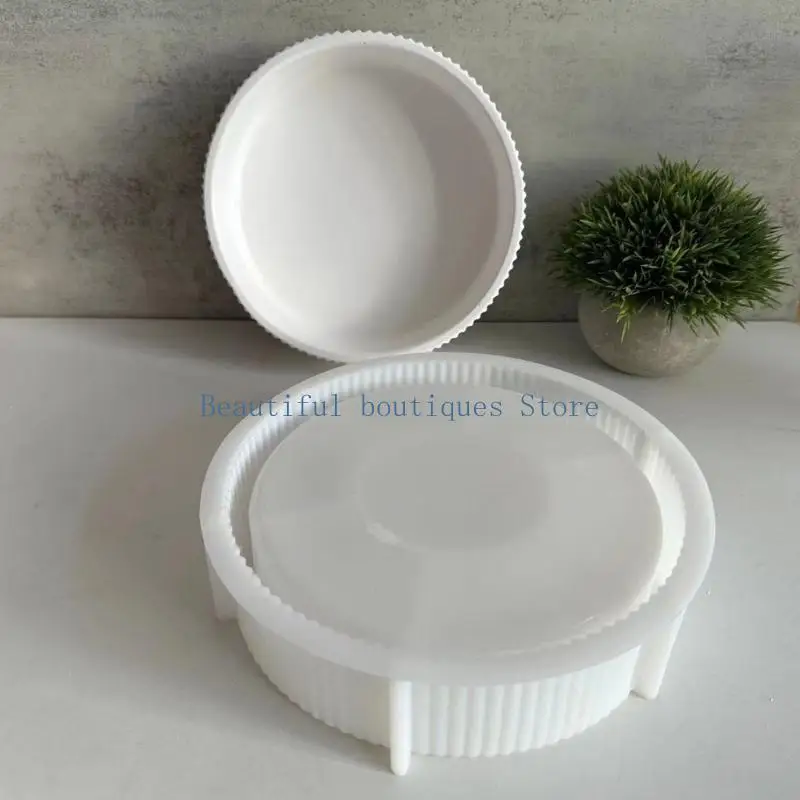 

U4LF Epoxy Resin Mold Jewelry Box Mold Jar Resin Mold Storage Bottle Mould Silicone Texture Storage Bowl Mold for Craft Lover