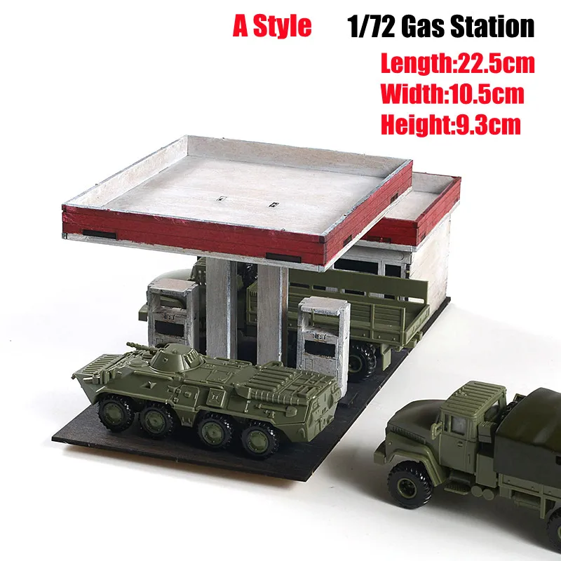 1/72 miniaturowa symulacja kościół/stacja gazowa Model budynku drewniane materiały architektury Diy ręcznie robiona zabawka prezent dla dziecka 1 sztuk