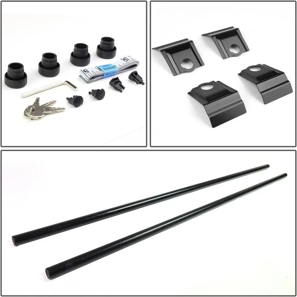 Adjustable Bolt-on Cargo Rack Bars with Mounting Brackets and Lock Keys Compatible with 2005-2017 Ford Mustang, Black Powdercoat