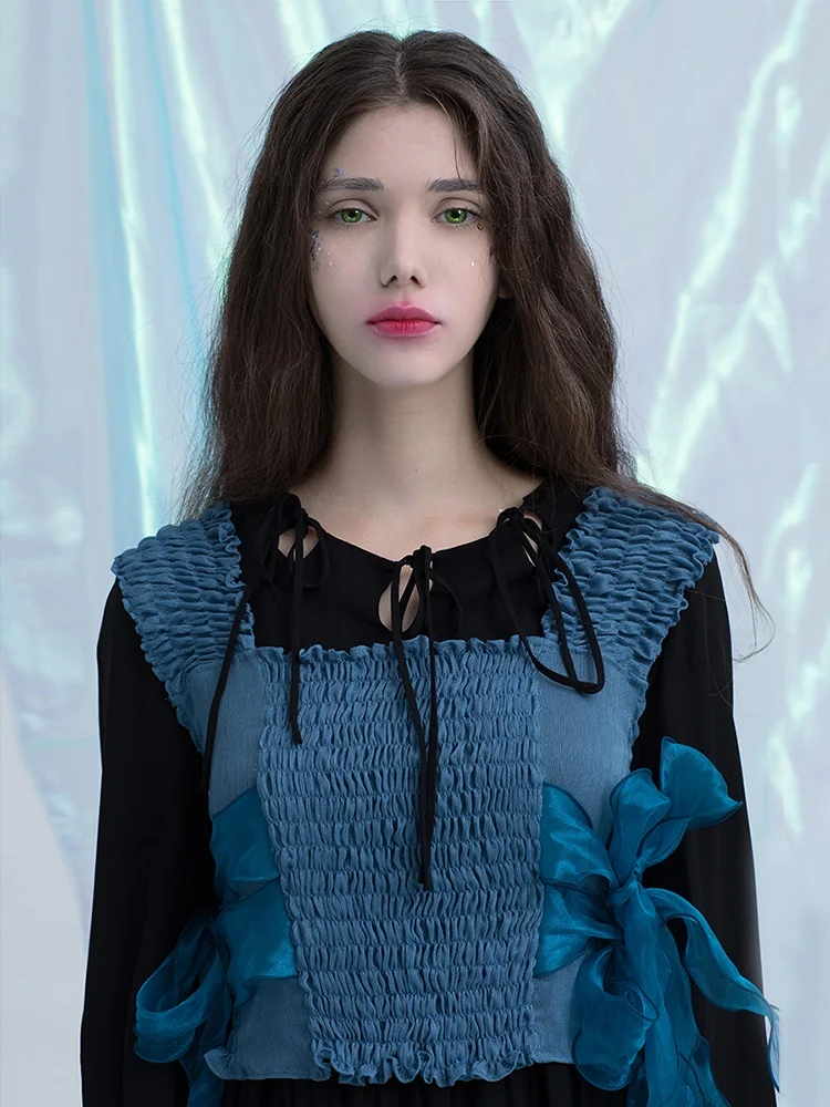 

Original Design Odd Psyche Knot Bubble Elastic Pleated Bal Vest Women's Faion Spring 2025