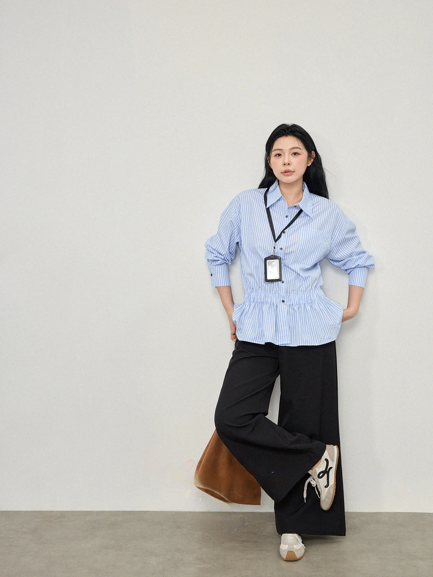 

Брюки-костюм с высокой талией и прямыми штанинами для женщин больших размеров: повседневные, осенне-зимние, модные, струящиеся, с широкими штанинами