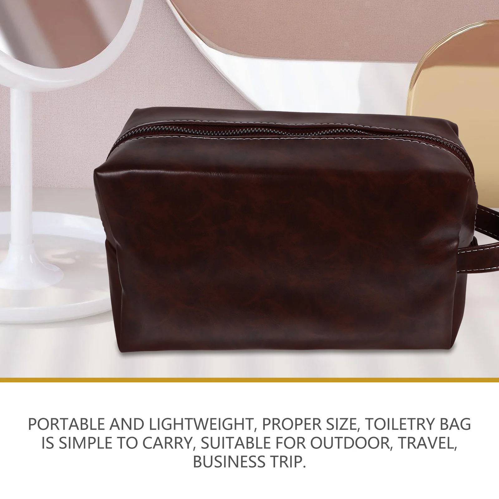 حقيبة أدوات الزينة ذات سعة كبيرة بتصميم عتيق لتخزين المكياج ومنظم السفر من البولي يوريثان حقيبة حمام محمولة للرجال والنساء