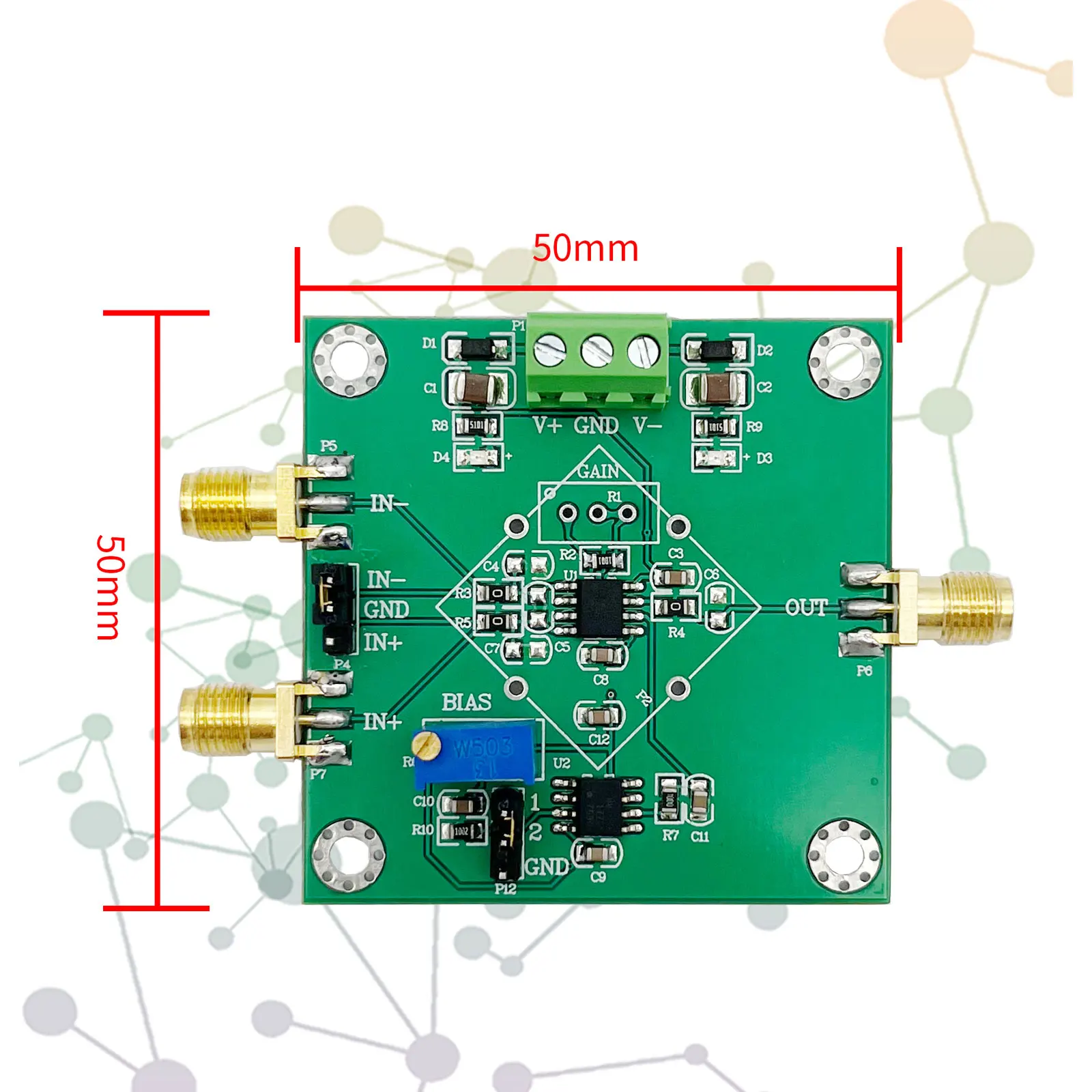 

AD8421 10MHz 35V/us High Speed Instrument Amplifier Module Ultra-low Noise/Bias Current Weak Signal Amplifier