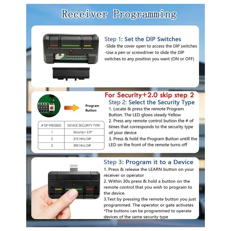 

813LMX 811LM Gate Opener Remote Control Replacement Gate Clicker For Liftmaster 850LM, 860LM, STAR1000 Receivers-Y47A