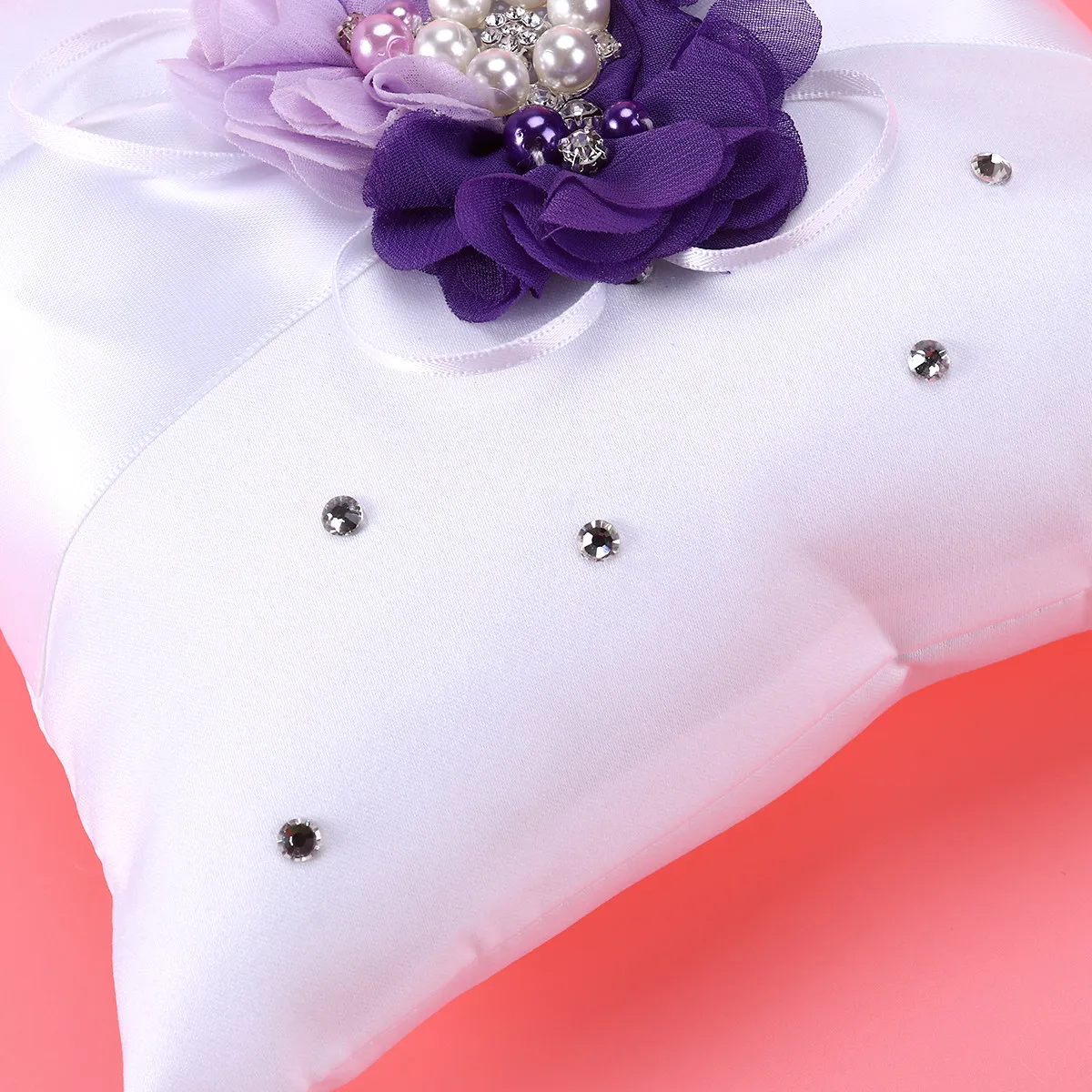 4Pcs Wedding Supplies Ring Pillow 20x20cm Taro Color Purple Flowers Perfect Ceremony Ring Bearer Pillow Flower Basket Set