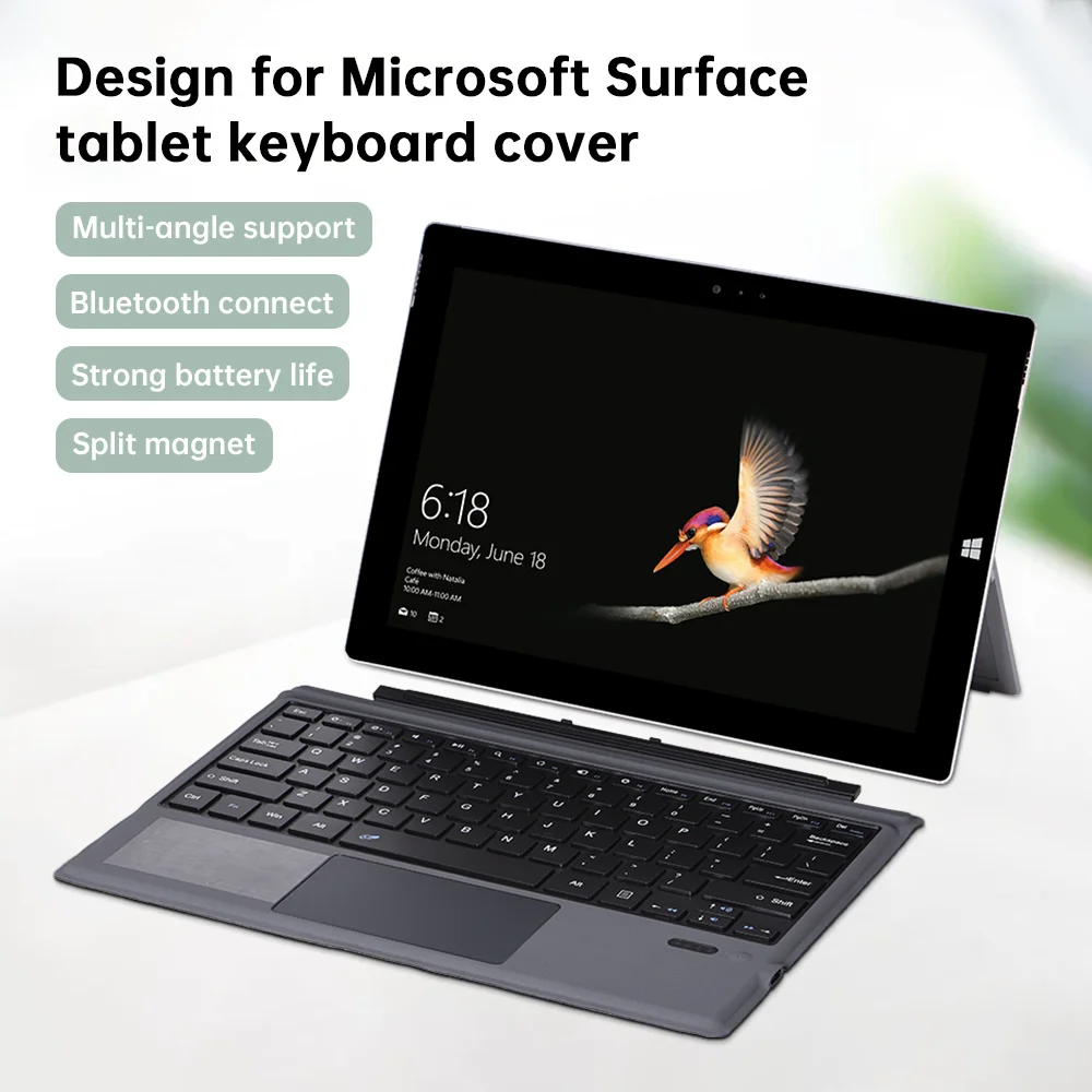 Wireless Bluetooth Keyboard For Microsoft Surface Pro 3 4 5 6 7/7+,For Surface Pro 8 9 10 11 X Trackpad Slim Keyboard Type Cover
