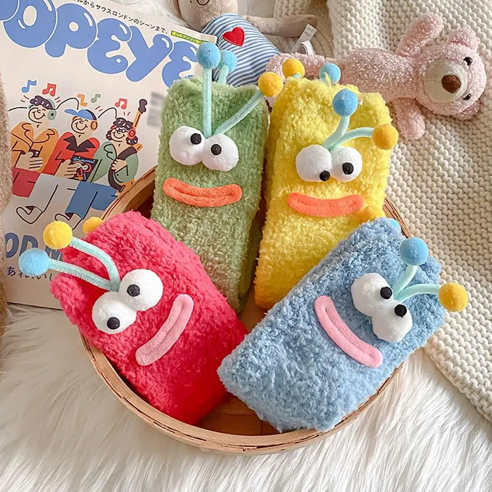 Cute 3D Cartoon Plush Socks Warm Winter Funny Expression Thermal Socks Soft Comfortable Funny Casual Design for Women & Men