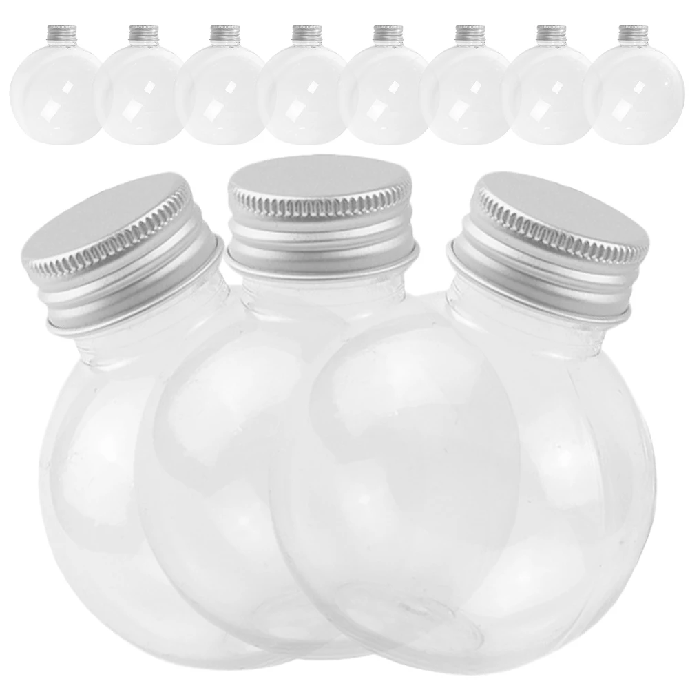 

50pcs Lightbulb Shaped Plastic Bottles Clear Beverage Containers for Liquids Anti Leak Travel Juice Cups Yogurt Storage Milk