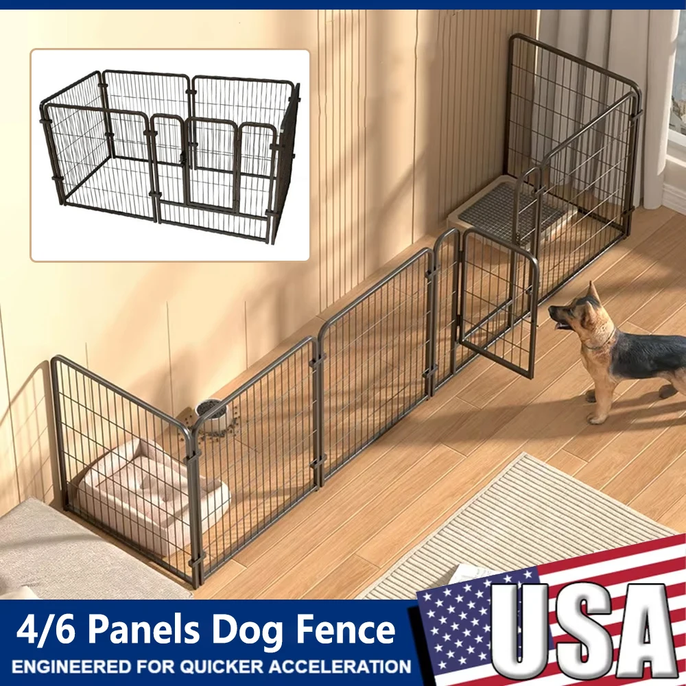 4/6 لوحات سياج الكلب للكلاب القط أرنب الحيوانات الأليفة روضة طوي جرو ممارسة بيت تيدي الحيوان الهروب حاجز الثقيلة قفص #1