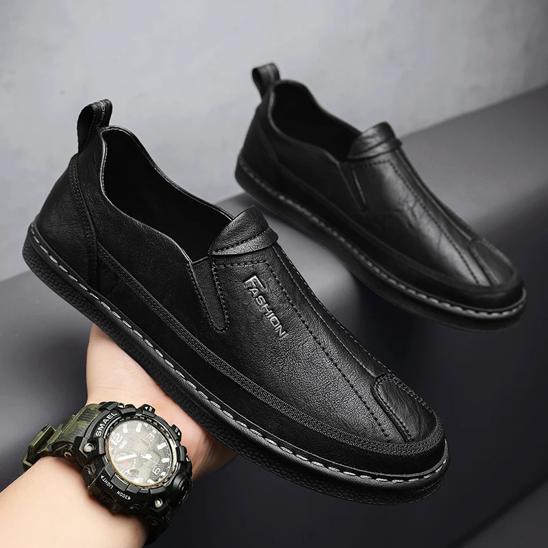 Hot Sale 2023 New Men Casual Shoes Fashion Men Shoes Genuine Leather Men Loafers Moccasins Slip On Men\'s Flats Male Driving Shoe