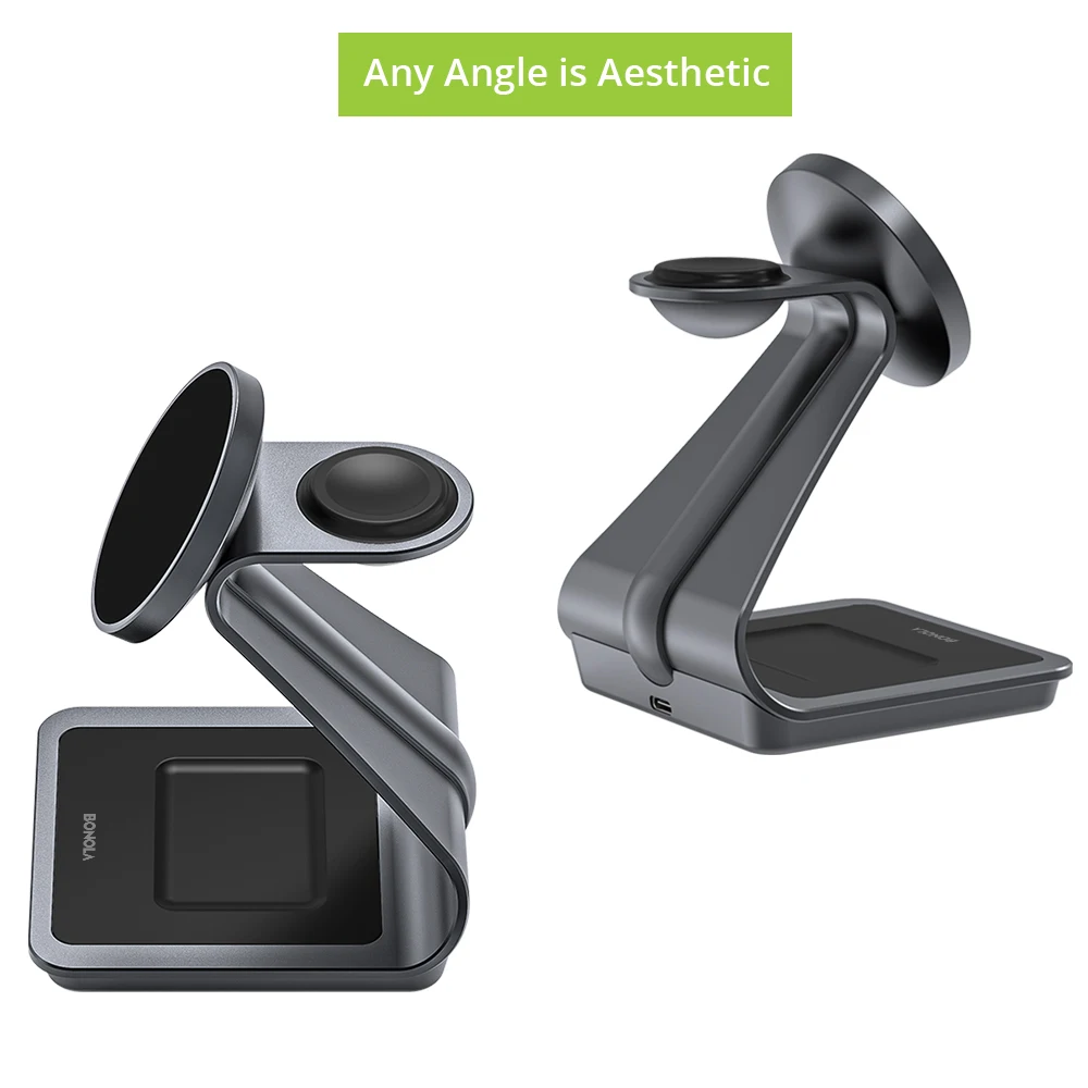 Bonola 25W Metal Magnetic 3 in 1 Charger Holder For Samsung S24 Ultra/S23 Fast Wireless Charging for Galaxy Watch 7/6/5/Earbuds