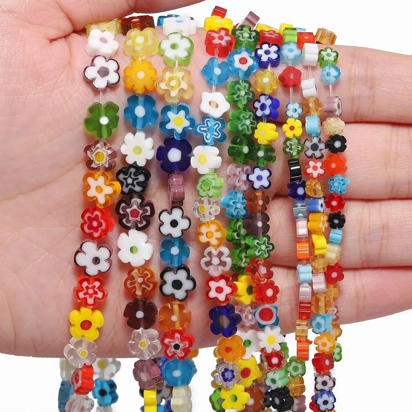 4 6 8mm Murano Lampwork Flower Beads Multicolor Glass Bead For Jewelry Making Diy Bracelet Necklace Crafts Accessories Wholesale