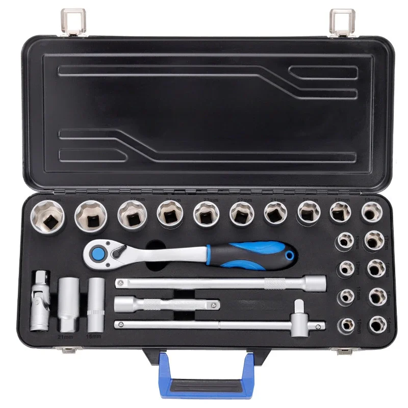 25 Pieces Auto Repair R Angle Hexagon Sleeve Wrench Combination Set Ratchet Wrench Adapter Set Sleeve