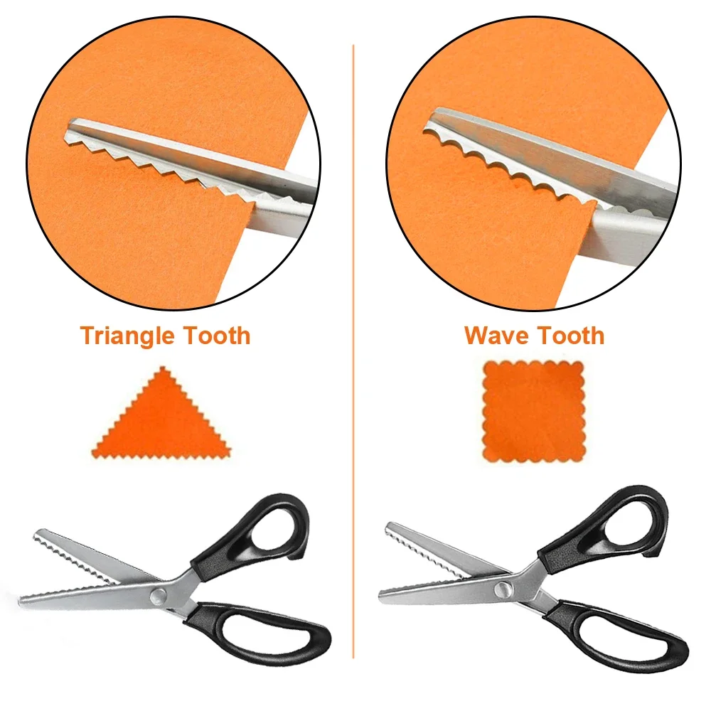 Stainless Steel Pinking Shears Lace Scissors Professional Dressmaking Zig Zag Cut Tailor Clothing Fabric Leather Sewing Scissors