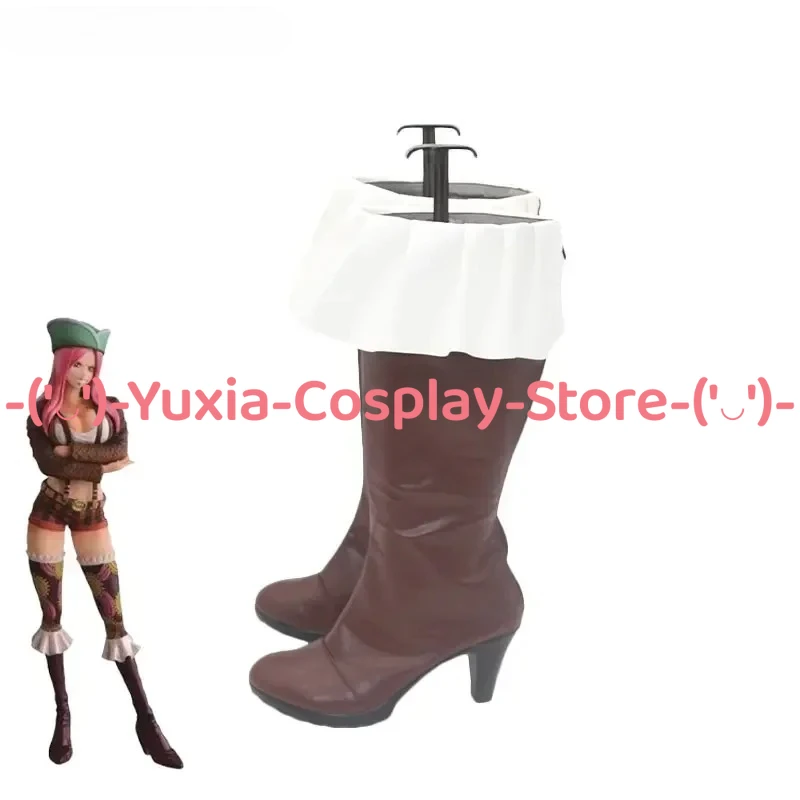 Yuxiacosplay! Buty Cosplay OP Jewelry Bonney, rekwizyt postaci z anime/gry, botki ze skóry PU, kostium na Halloween, karnawał, imprezę.